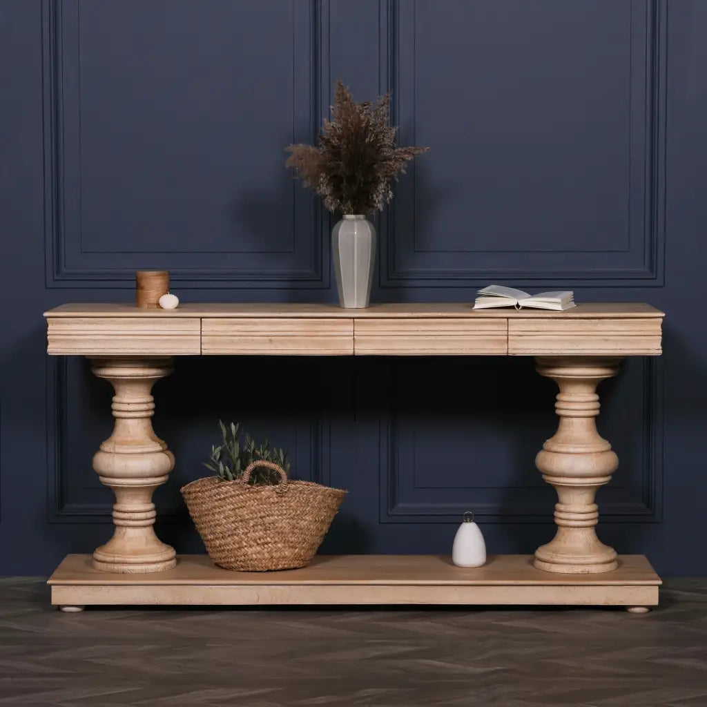 180cm Mango Wood Console Table with Drawers