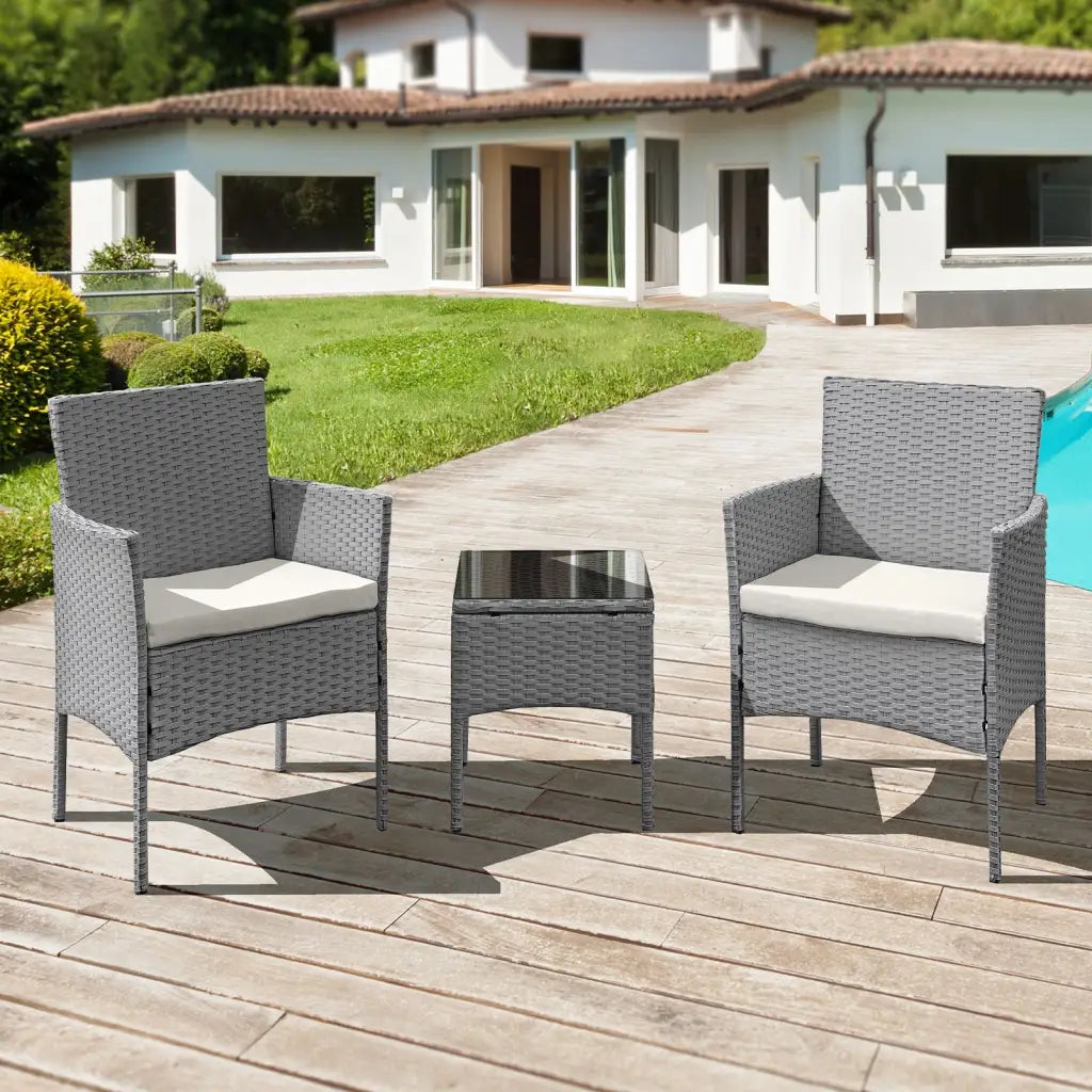 Oseasons® Antigua Rattan 2 Seat Tea for Two Set in Grey