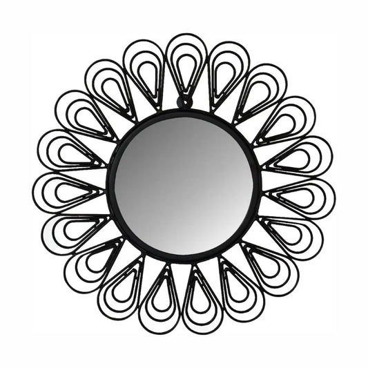 Black Coated Wired Flower Mirror