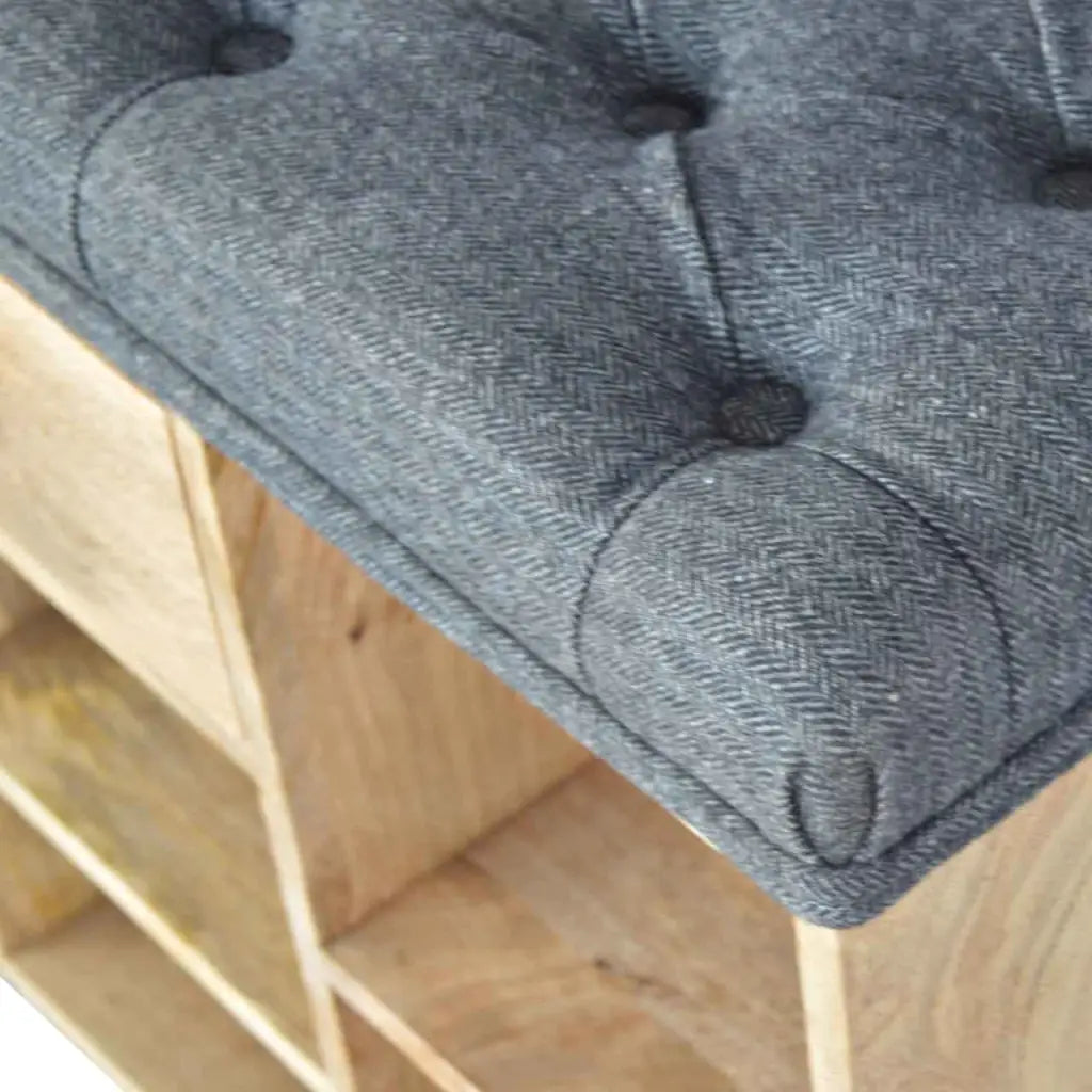 Black Tweed 6 Slot Shoe Storage Bench