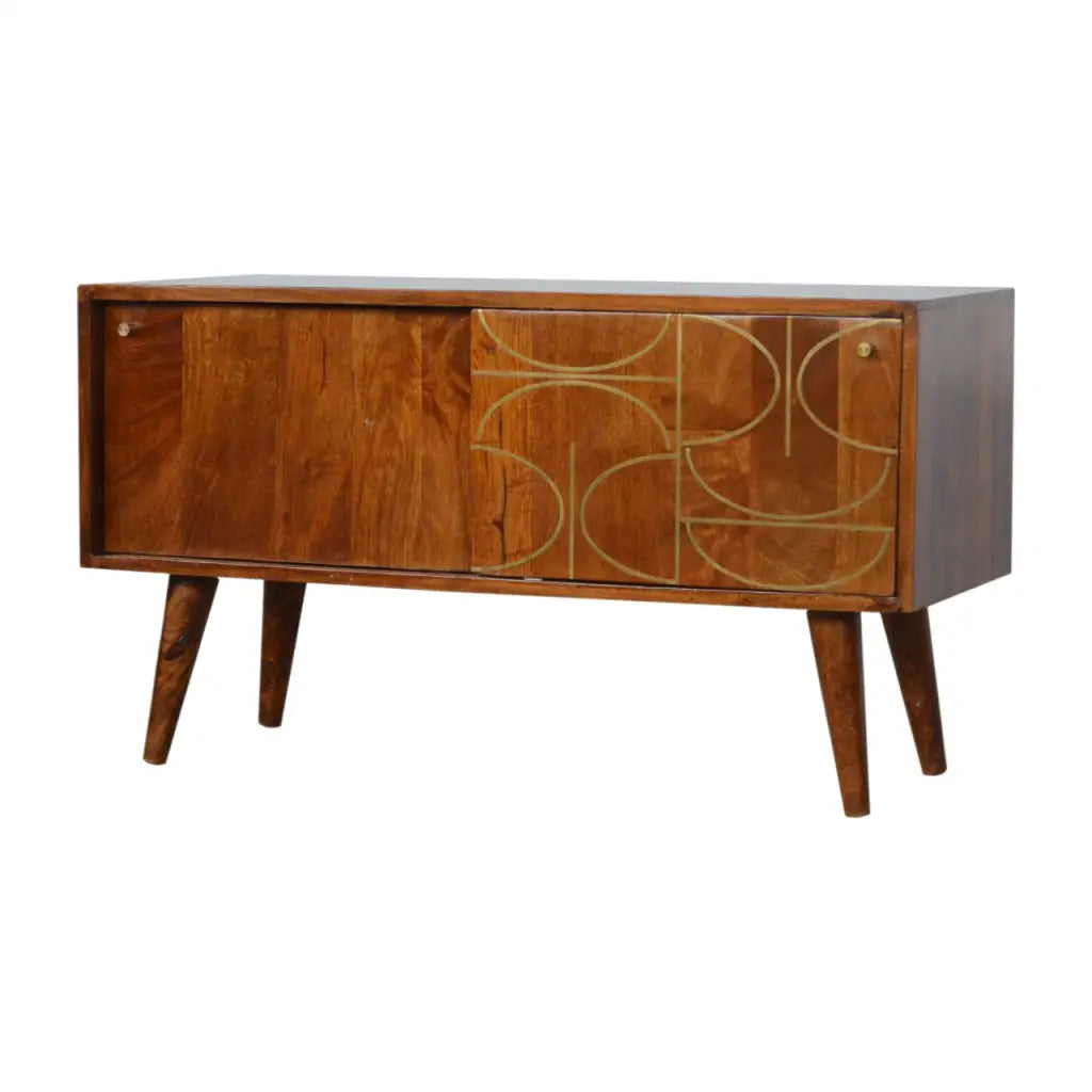 Chestnut Gold Inlay Abstract Sideboard