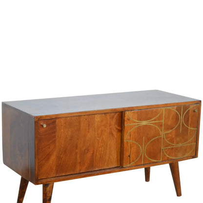 Chestnut Gold Inlay Abstract Sideboard