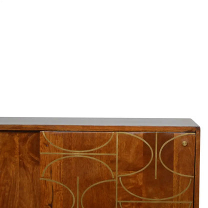 Chestnut Gold Inlay Abstract Sideboard