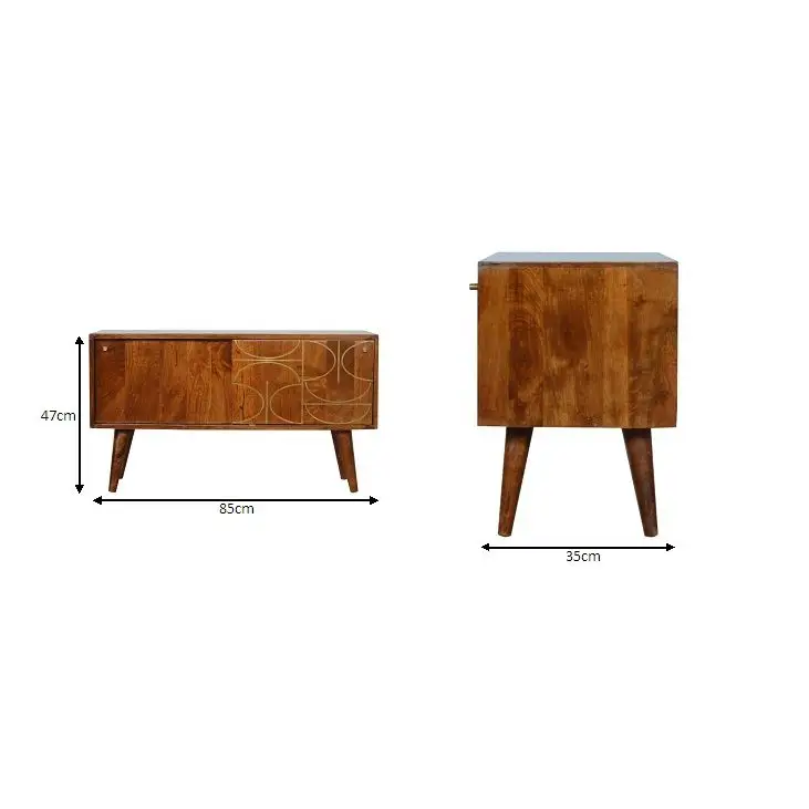 Chestnut Gold Inlay Abstract Sideboard