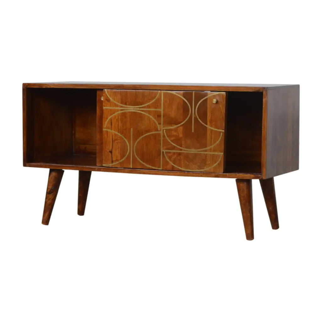 Chestnut Gold Inlay Abstract Sideboard