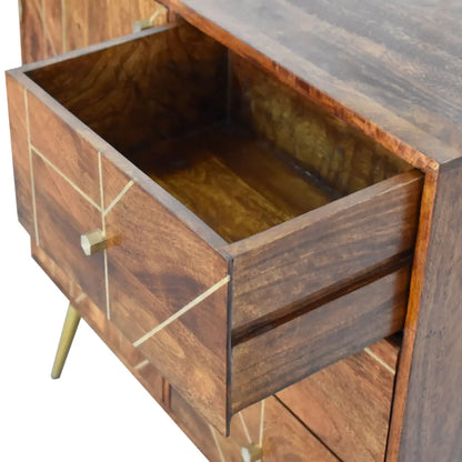 Chestnut Gold Inlay Compact Abstract Sideboard