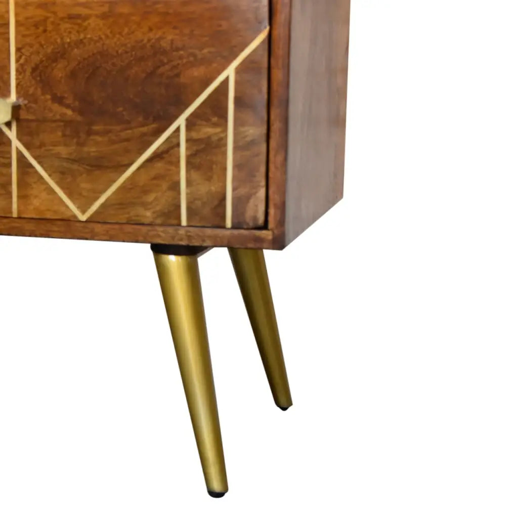 Chestnut Gold Inlay Compact Abstract Sideboard