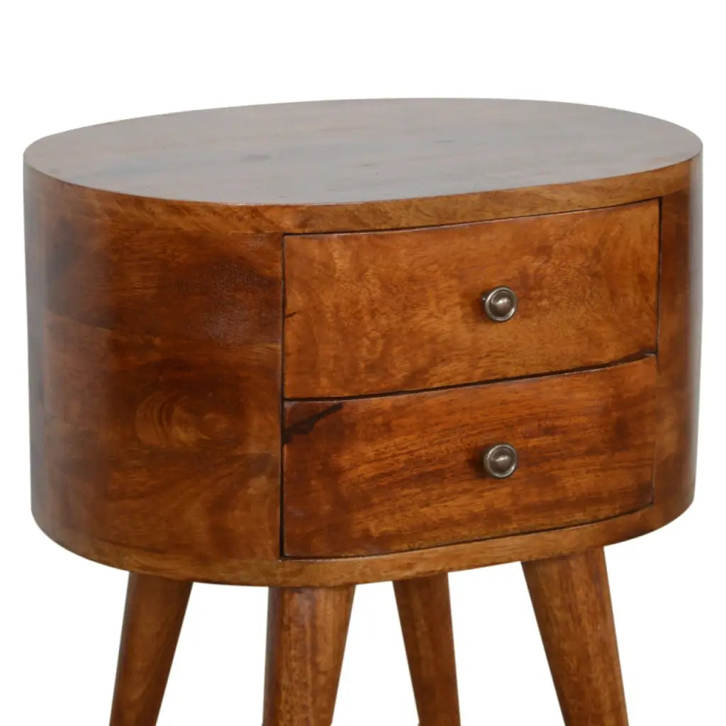 Chestnut Rounded Bedside Table/ Cabinet