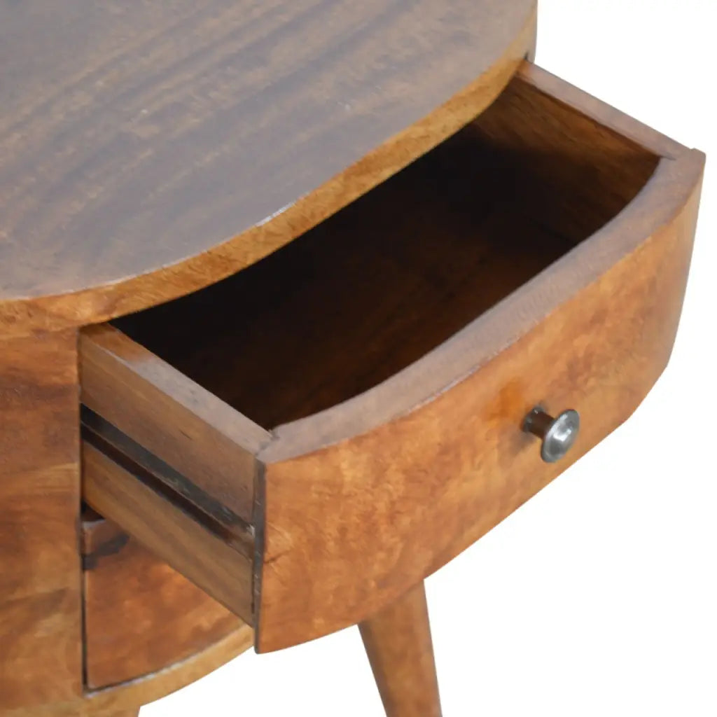 Chestnut Rounded Bedside Table/ Cabinet