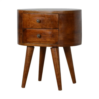 Chestnut Rounded Bedside Table/ Cabinet