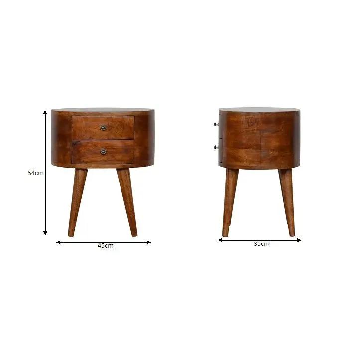 Chestnut Rounded Bedside Table/ Cabinet