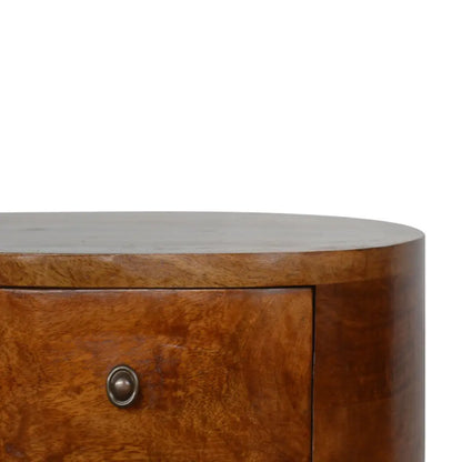 Chestnut Rounded Bedside Table/ Cabinet - Bedside Table