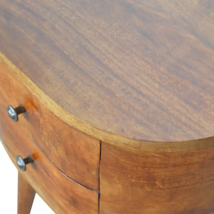 Chestnut Rounded Bedside Table/ Cabinet