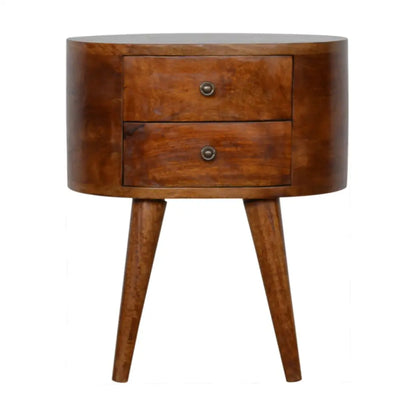 Chestnut Rounded Bedside Table/ Cabinet