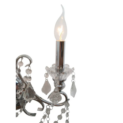 Chrome 2 Branch Cut Glass Chandelier Wall Light