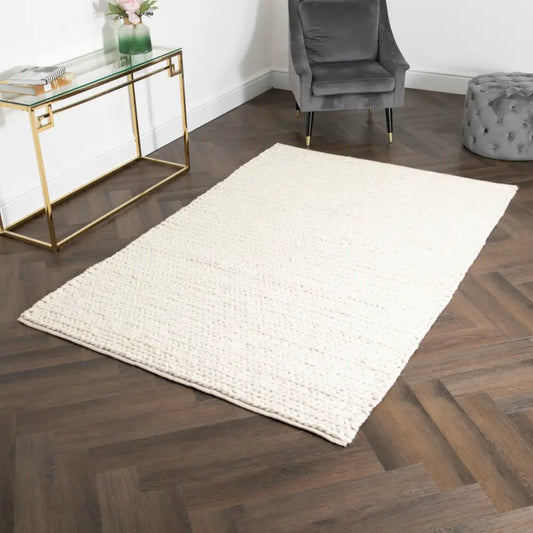 Cream Knitted Large Rug (available in 3 sizes)