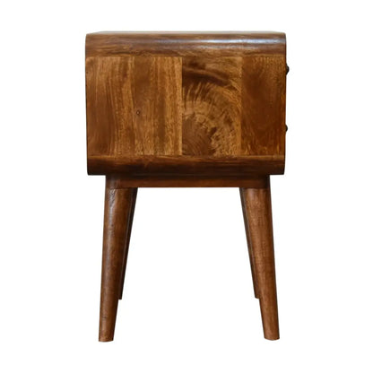 Curved Chestnut Bedside Cabinet/ Table