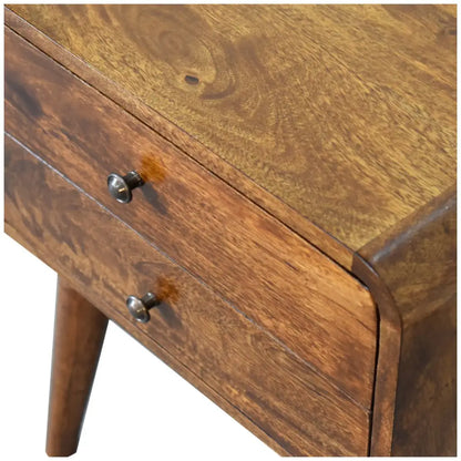 Curved Chestnut Bedside Cabinet/ Table