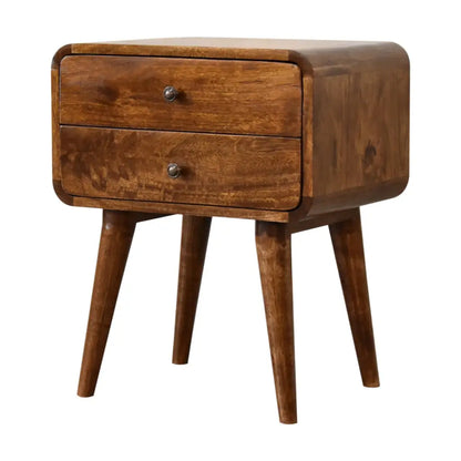 Curved Chestnut Bedside Cabinet/ Table