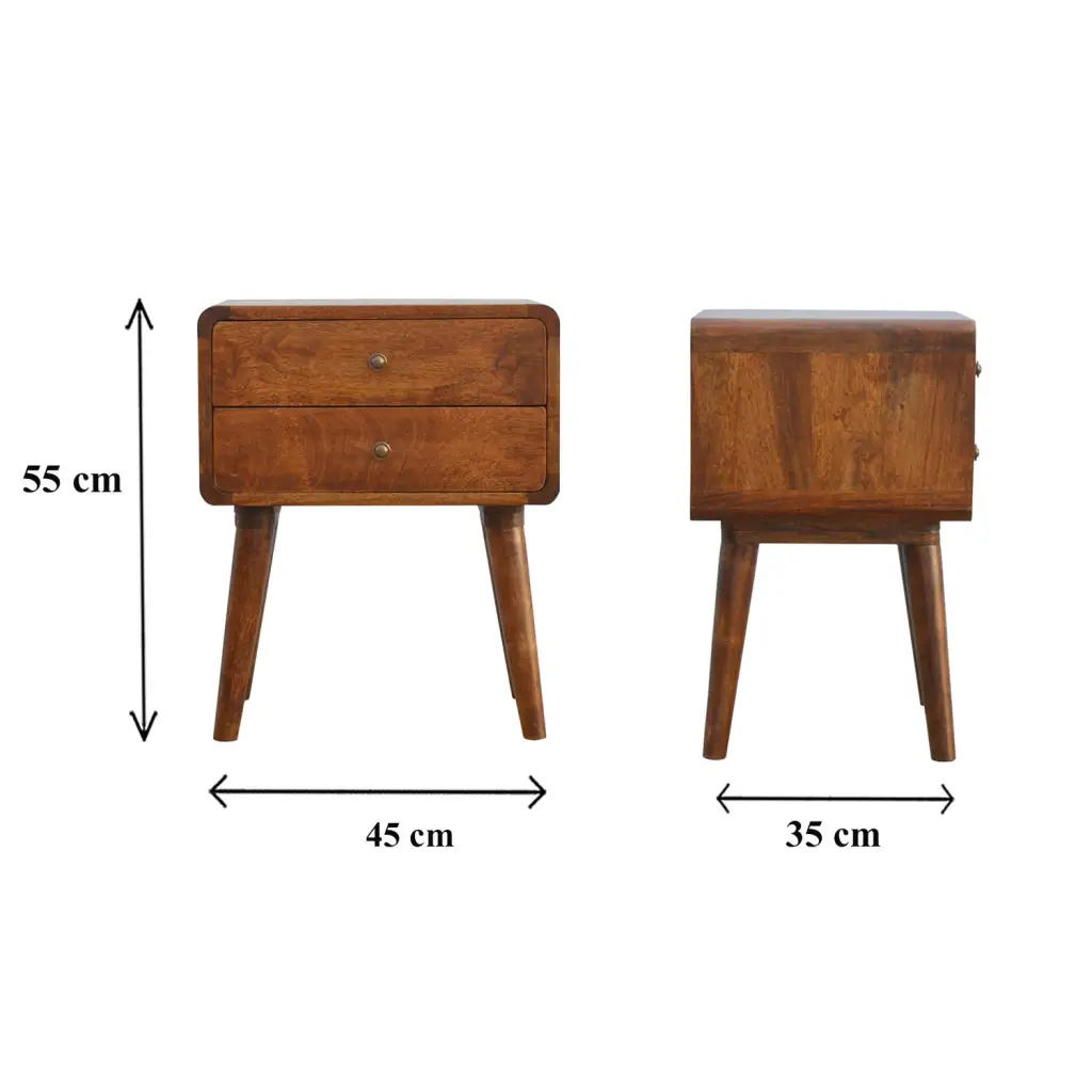 Curved Chestnut Bedside Cabinet/ Table