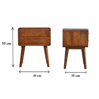 Curved Chestnut Bedside Cabinet/ Table