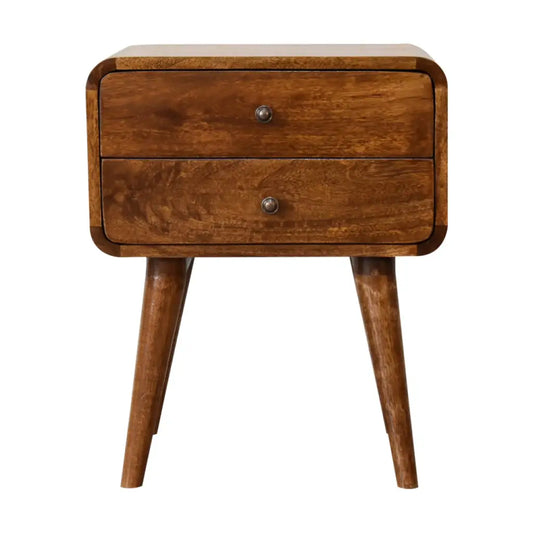 Curved Chestnut Bedside Cabinet/ Table