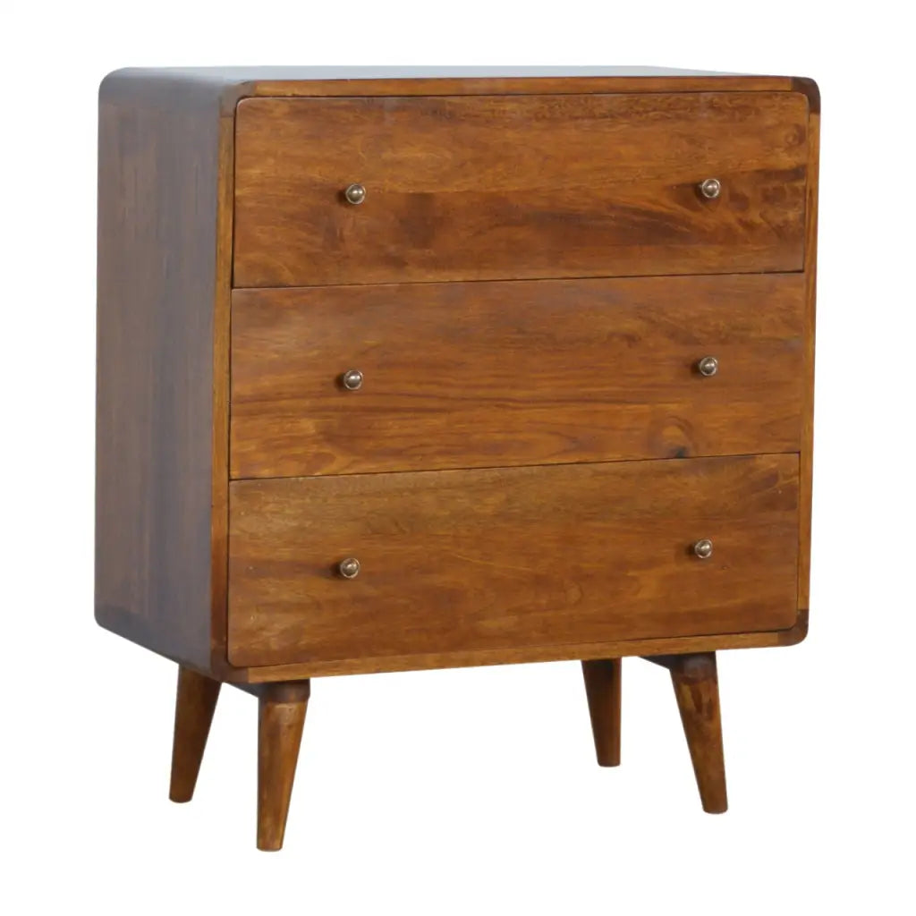 Curved Chestnut Chest of Drawers