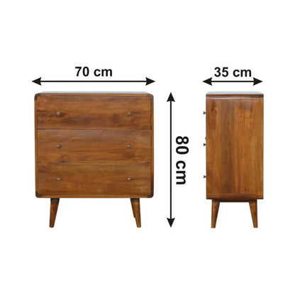 Curved Chestnut Chest of Drawers