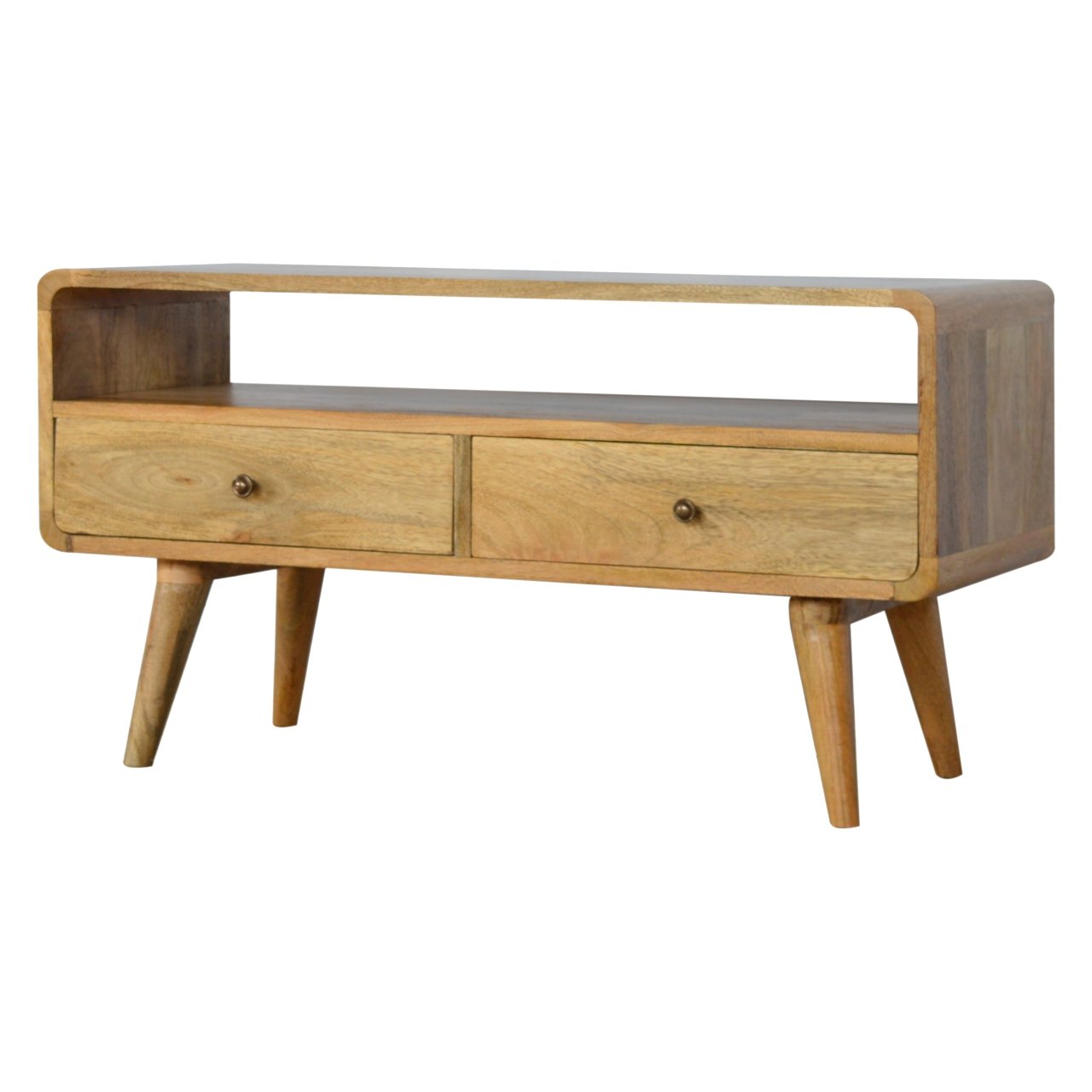 Curved Oak-ish Media Unit