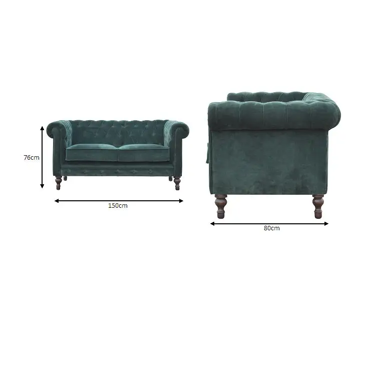 Emerald Green Velvet Chesterfield Sofa