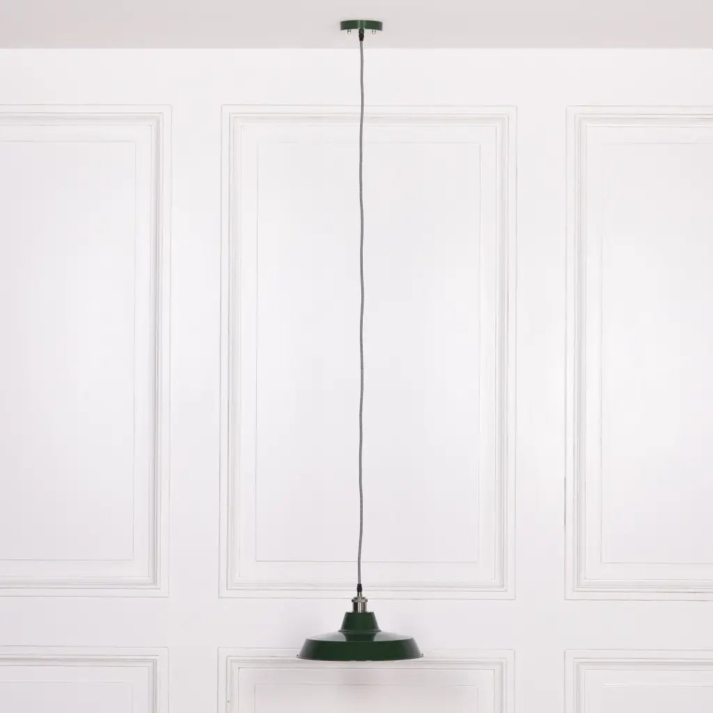 Factory Style British Green Enamel Painted 36cm Pendant Light