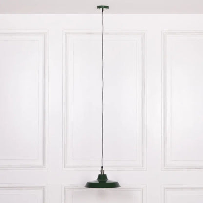 Factory Style British Green Enamel Painted 36cm Pendant Light