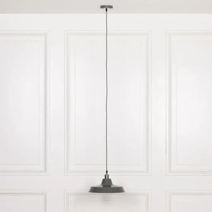 Factory Style Grey Enamel Painted 36cm Pendant Light