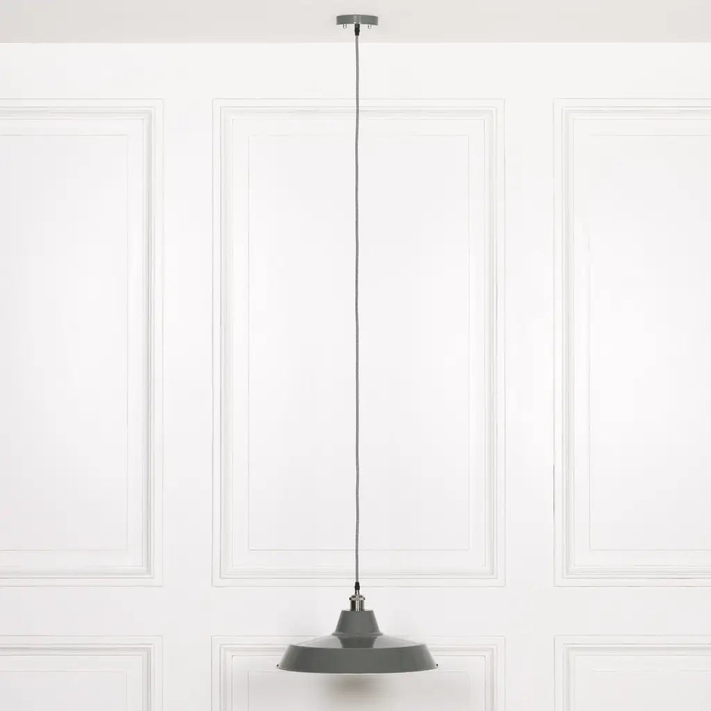 Factory Style Grey Enamel Painted 46cm Pendant Light