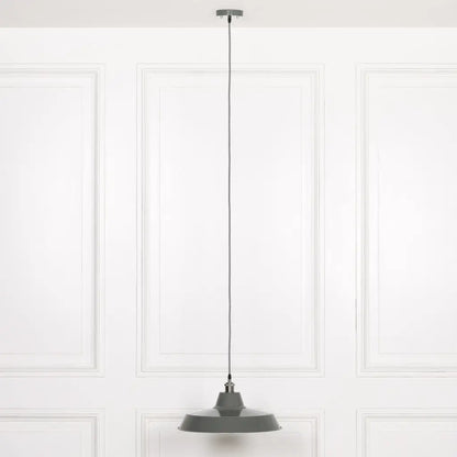 Factory Style Grey Enamel Painted 46cm Pendant Light