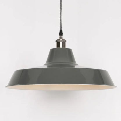 Factory Style Grey Enamel Painted 46cm Pendant Light