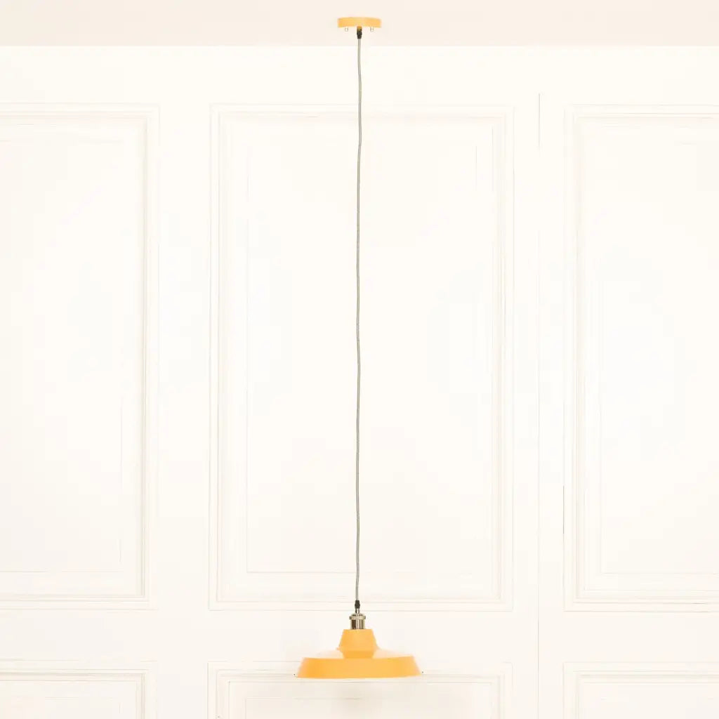 Factory Style Mustard Yellow Enamel Painted 36cm Pendant Light