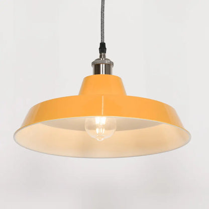 Factory Style Mustard Yellow Enamel Painted 36cm Pendant Light