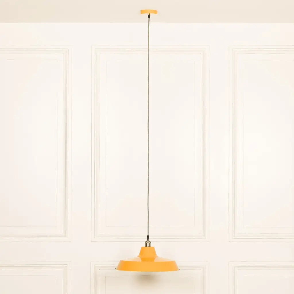 Factory Style Mustard Yellow Enamel Painted 46cm Pendant Light