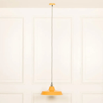 Factory Style Mustard Yellow Enamel Painted 46cm Pendant Light