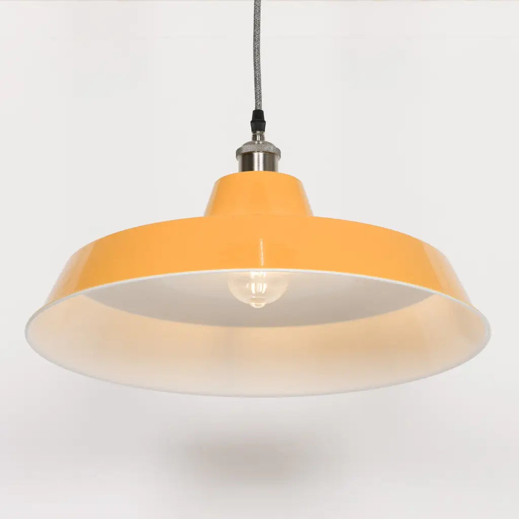 Factory Style Mustard Yellow Enamel Painted 46cm Pendant Light