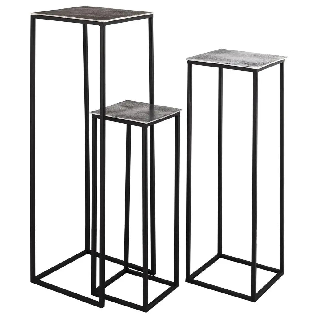 Farrah Collection Silver set of Three large Display Tables