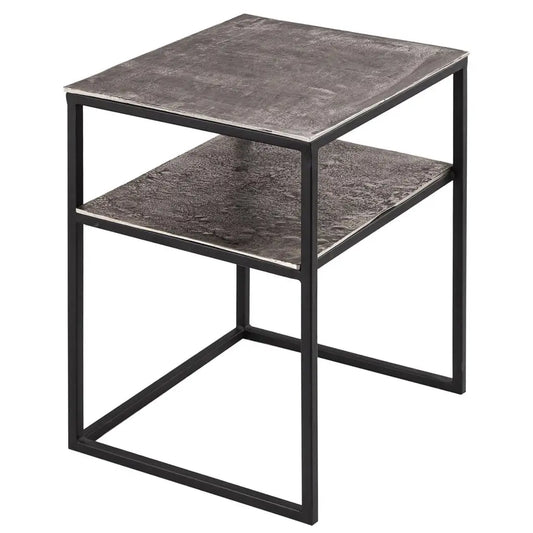 Farrah Collection Silver Side Table with Shelf - Side Table