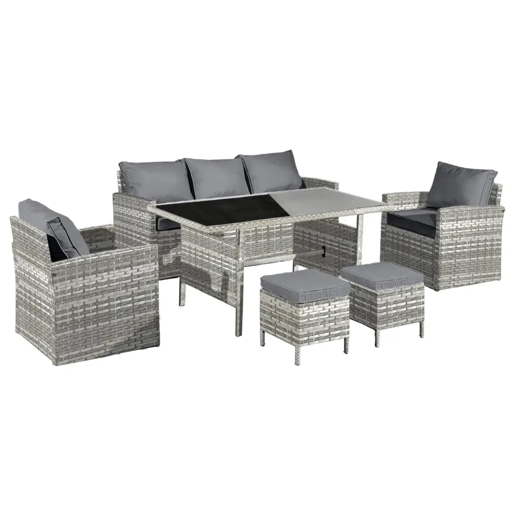 Oseasons® Fiji Rattan 7 Seat Lounge Dining Set in Dove Grey