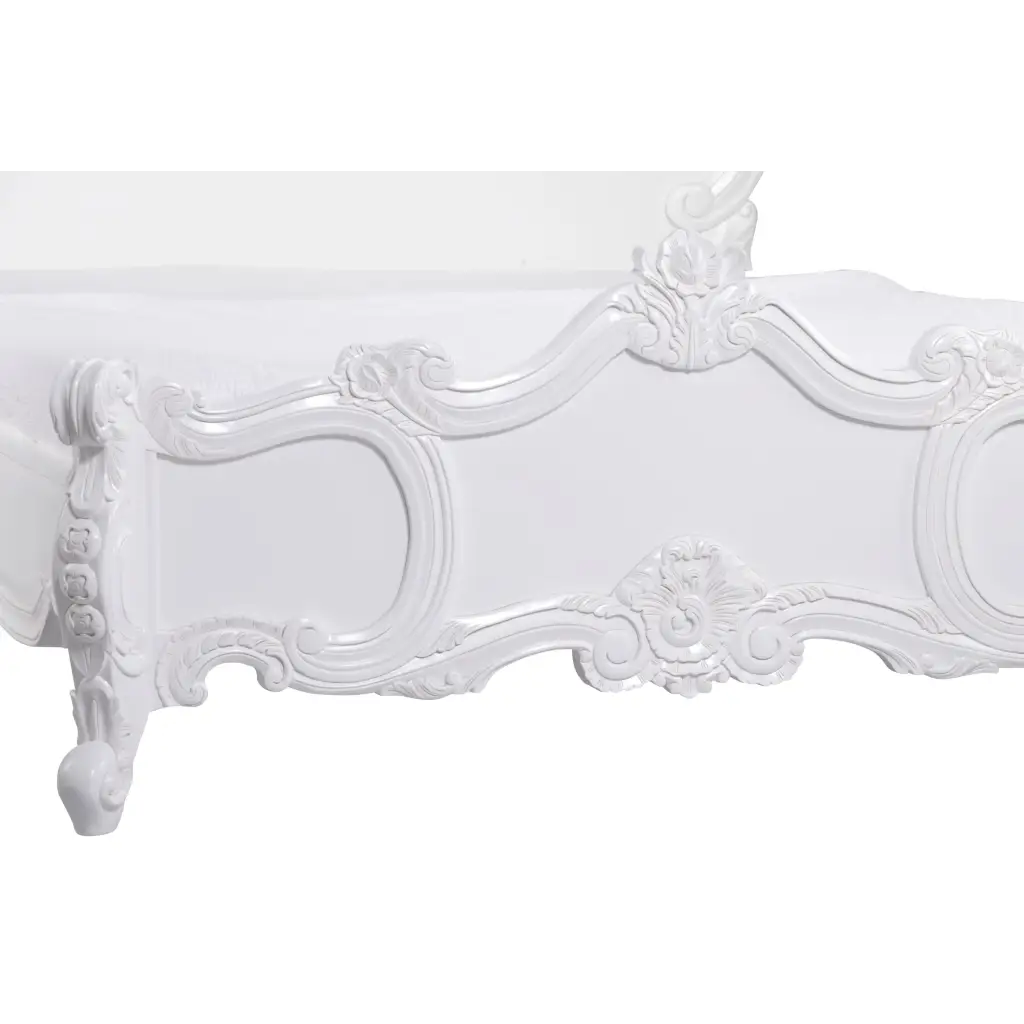 French Carved Rose Cherub White King Size 5ft BED