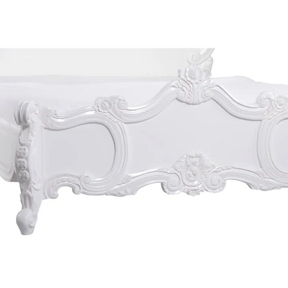 French Carved Rose Cherub White King Size 5ft BED