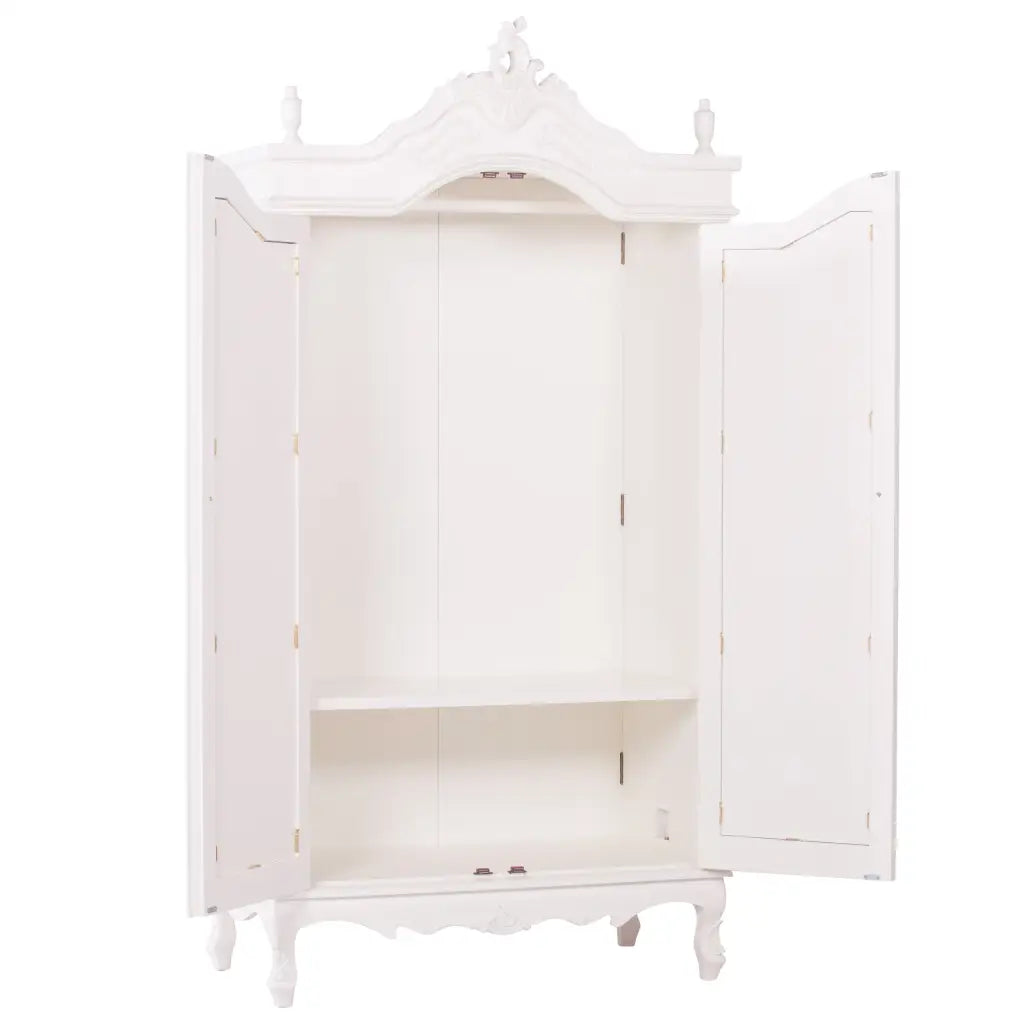 French Cream Double Armoire/ Wardrobe with Full Mirrored Door