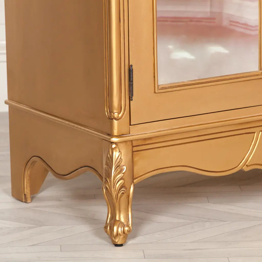 French Style Gold Carved Double Full Mirrored Armoire/ Wardrobe