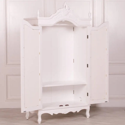 French White Double Mirrored Door Armoire/ Wardrobe