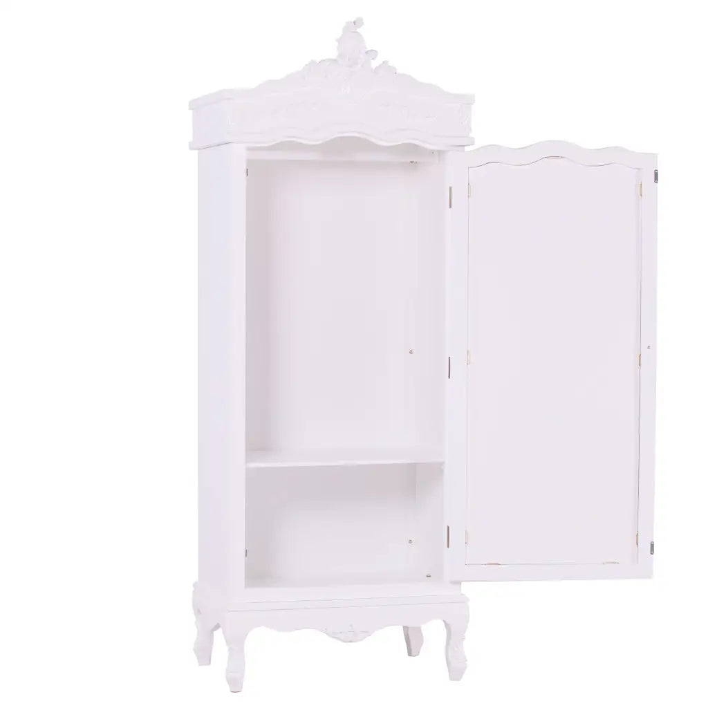 French White Single Door Armoire/ Wardrobe With Mirrored Door